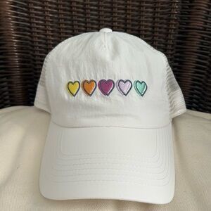 NWT Roller Rabbit Adult Disco Hearts Wave Embroidered Baseball Hat White